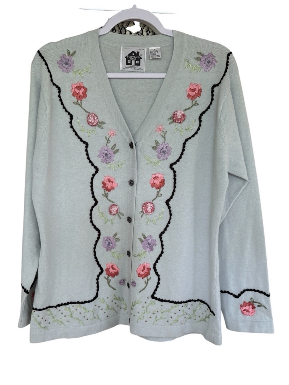 Storybook Knits Handkerchief Floral Cardigan Button Down Sweater Size S